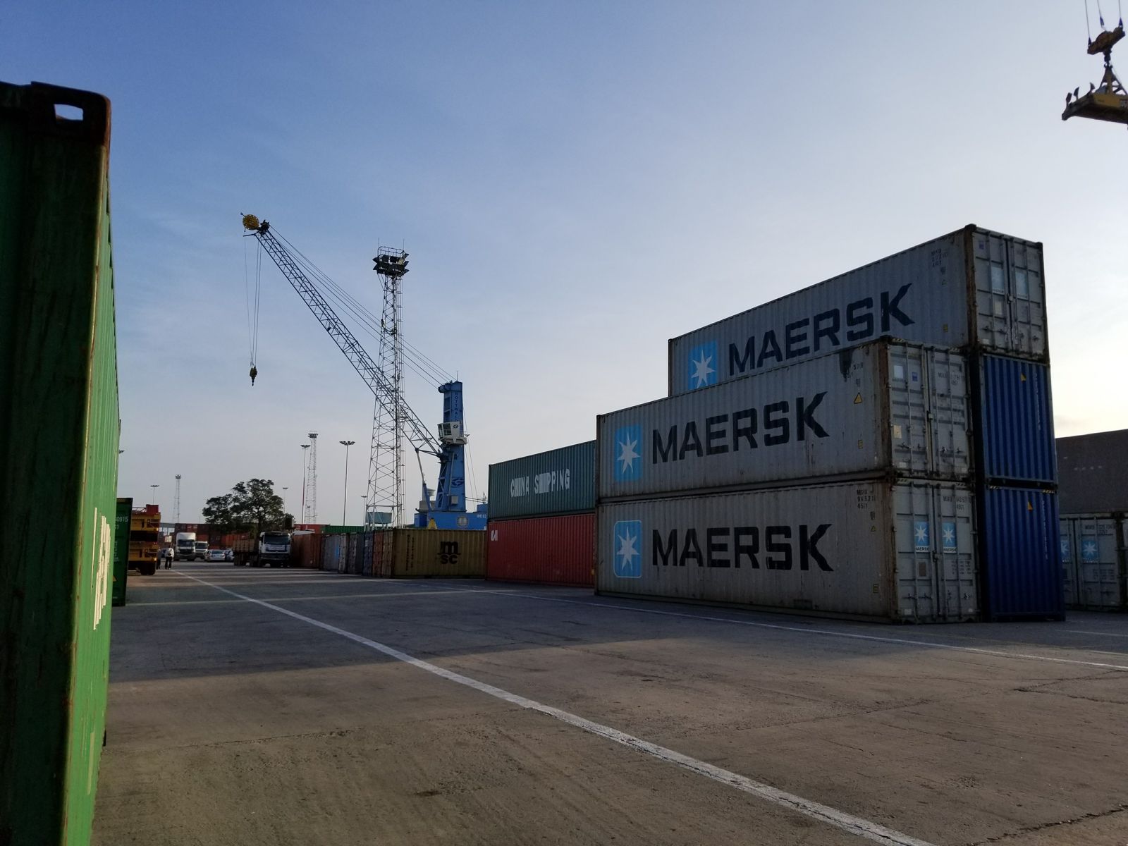 Containers stacked at the port ready for sea freight to Kenya